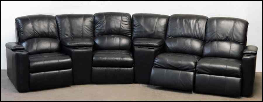 Appraisal: SET OF FOUR BLACK LEATHER HOME THEATRE RECLINING CHAIRS Condition