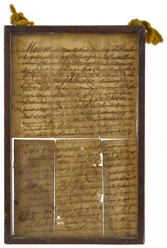 Appraisal: Framed handwritten letter of Philadelphia interest th c detailing Sheriff