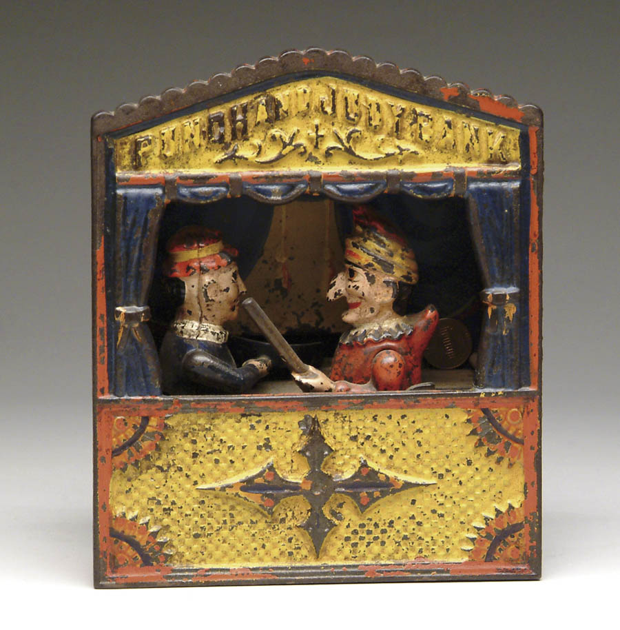 Appraisal: PUNCH AND JUDY MECHANICAL BANK Patented Depicts Punch and Judy