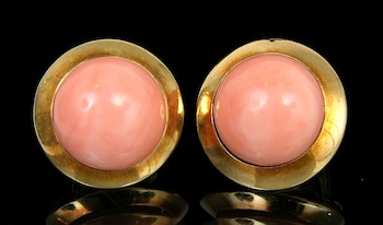 Appraisal: A Set of Angel Skin Coral and k Gold Ear