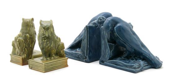 Appraisal: Group of Two Pairs of Rookwood Production Pottery Bookends the