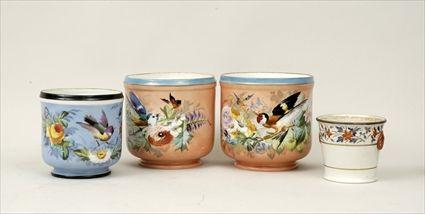 Appraisal: Four English and Continental Porcelain and Pottery Cachepots to in