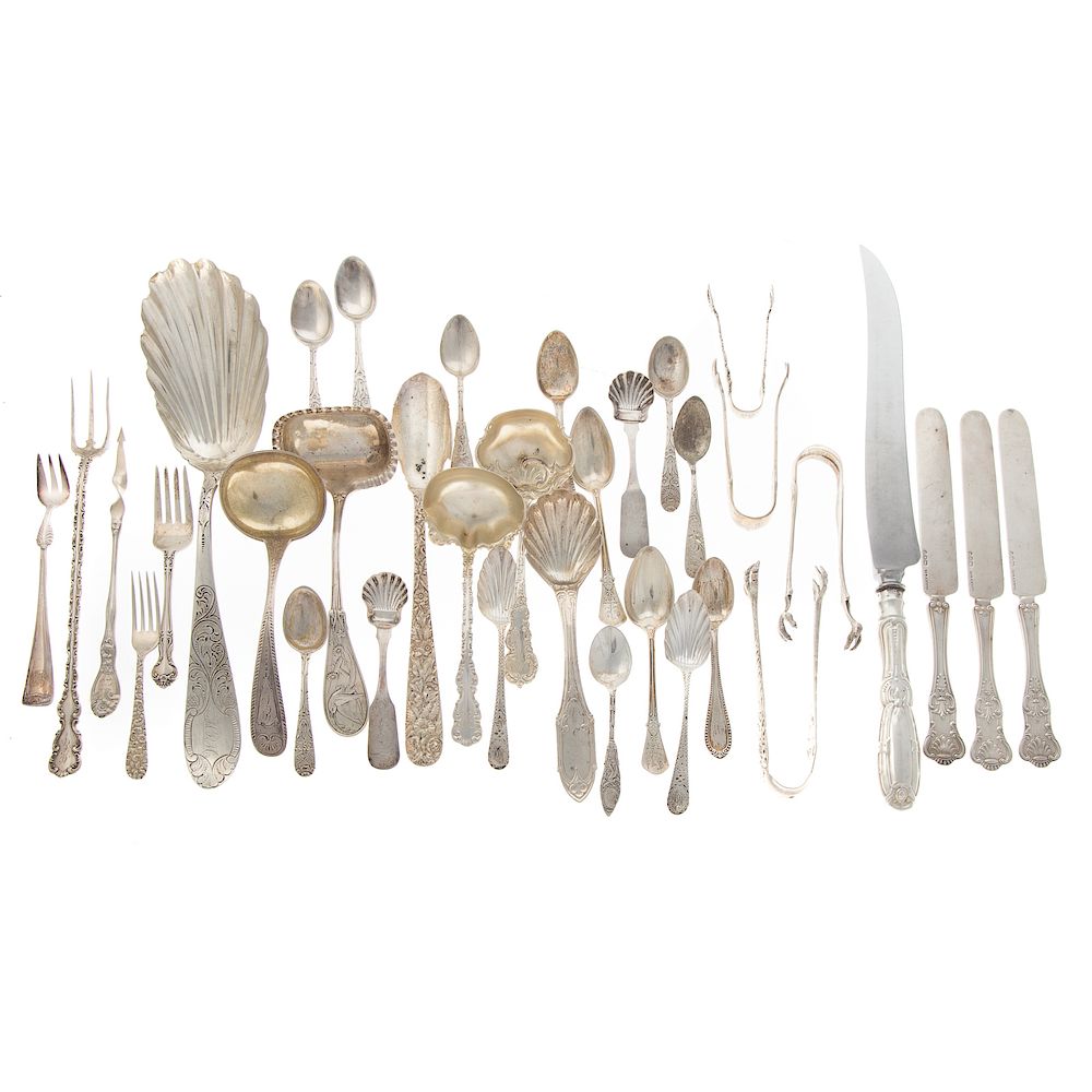 Appraisal: Collection of Assorted Silver Flatware including serving pieces demitasse spoons