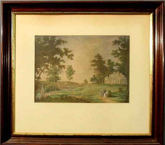 Appraisal: Gouache painting th c American School titled View of Sedgley