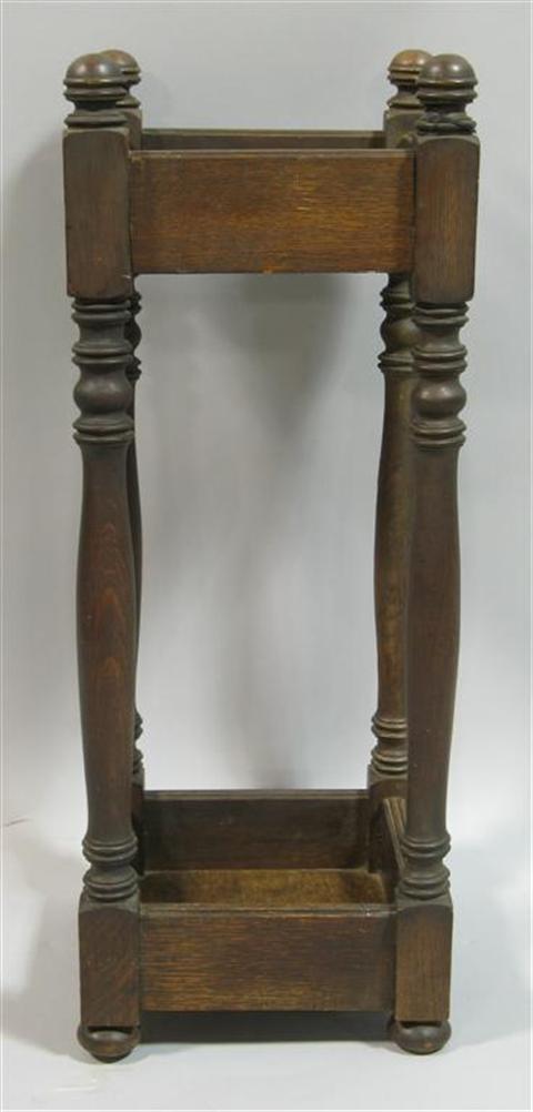 Appraisal: OAK TWO TIERED PLANT STAND Early th century the four