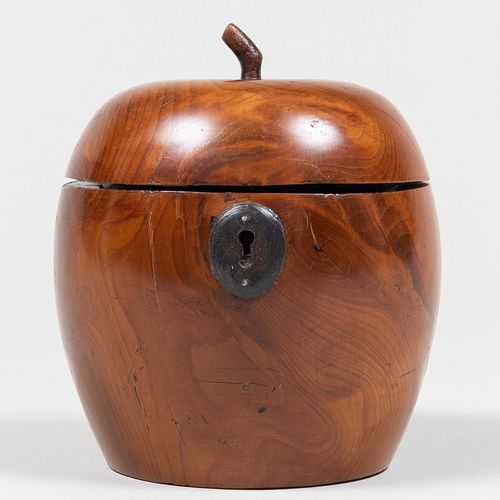 Appraisal: FRUITWOOD TEA CADDY IN THE SHAPE OF AN APPLE x