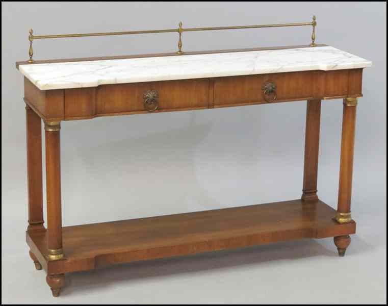 Appraisal: REGENCY STYLE MAHOGANY AND MARBLE CONSOLE Widdicomb Condition No Specific