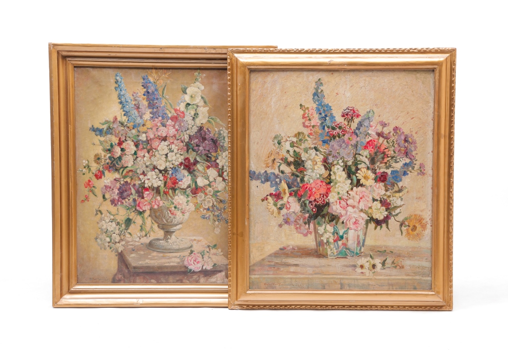 Appraisal: TWO S SOMERVILLE FLORAL FRAMED OIL PAINTINGS England th century