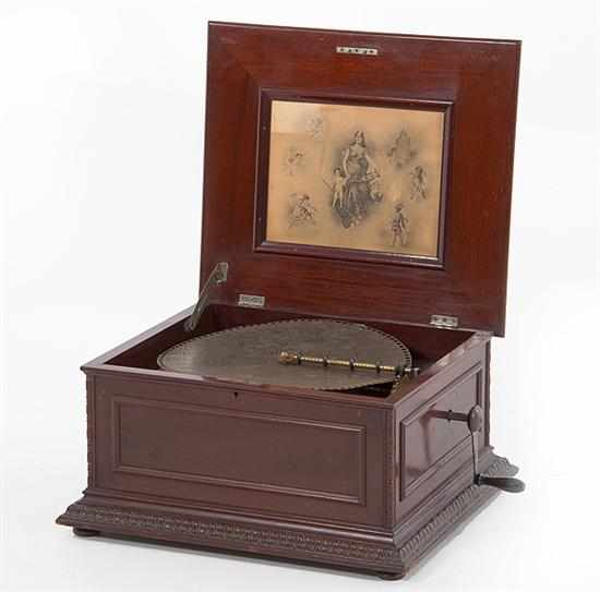 Appraisal: Regina '' disc fancy mahogany cased music box circa mahogany