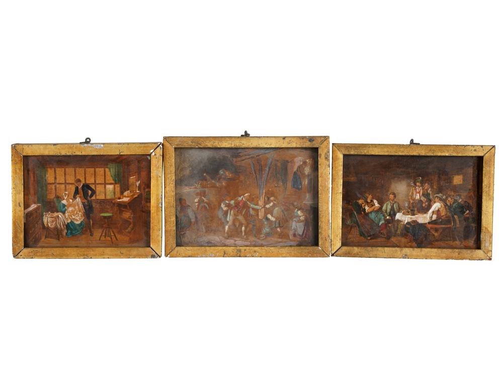 Appraisal: CONTINENTAL SCHOOL THREE MINIATURESeach oil on wod panel unsigned Condition