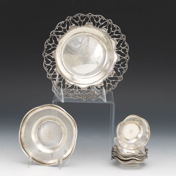 Appraisal: STERLING SILVER NUT AND CANDY DISHES Eight small individual nut