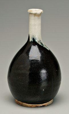 Appraisal: Japanese studio stoneware vase bottle form with white crackle glaze