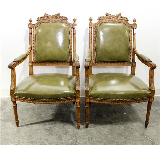 Appraisal: Sale Lot A Pair of Louis XVI Style Fauteuils th