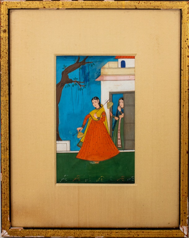 Appraisal: INDIAN MINIATURE PAINTING ON PAPER Antique Indian miniature painting on