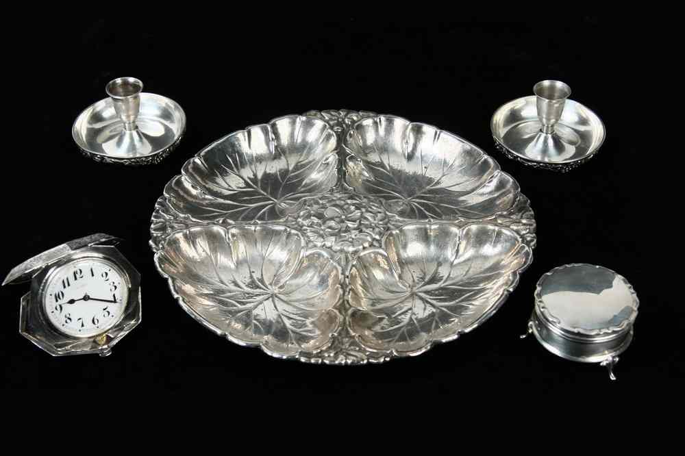 Appraisal: PC LOT STERLING - Including Four Compartment Dish with Water