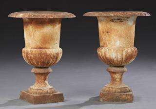 Appraisal: Pair of French Cast Iron Campana Form Urns early th