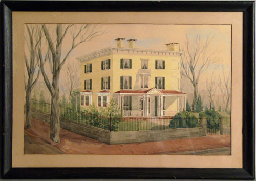 Appraisal: American watercolor house portrait early th c x