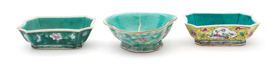 Appraisal: Sale Lot A Group of Three Famille Rose Turquoise Glaze