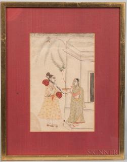 Appraisal: Miniature Painting Depicting a Male Musician Miniature Painting Depicting a