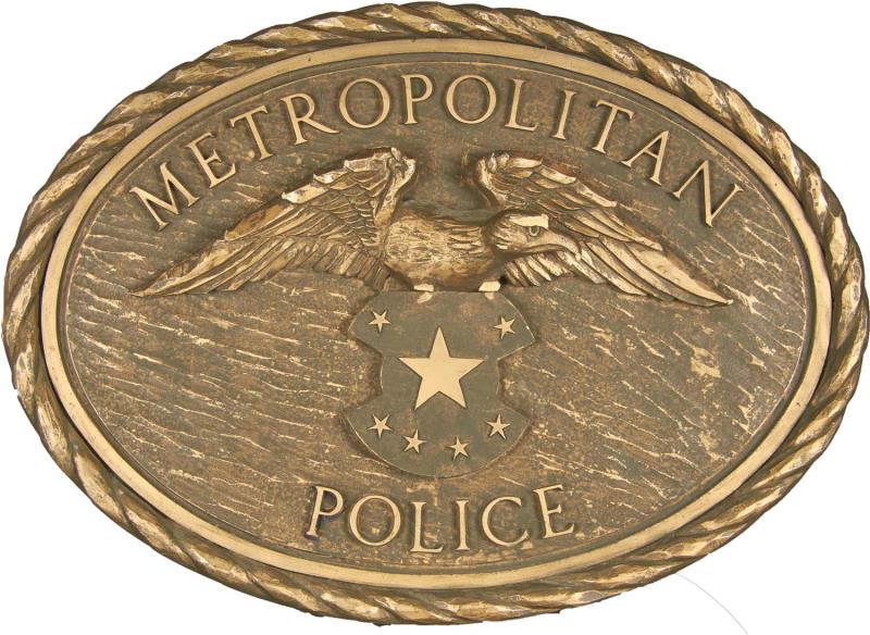 Appraisal: Metropolitan Police Shield Prop Sign This is a contemporary piece