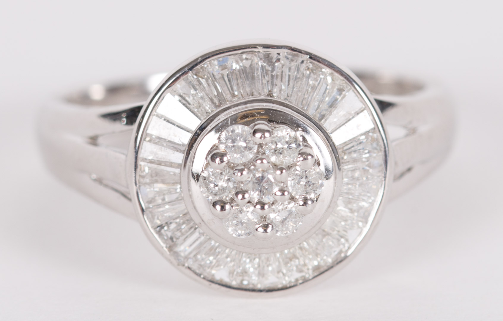 Appraisal: A Baguette Cluster Diamond Ring set in K white gold