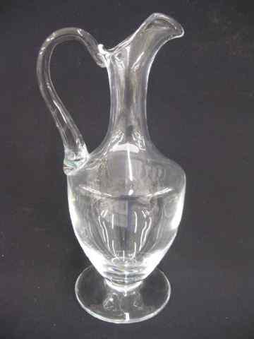 Appraisal: Baccarat Crystal Pitcher classical form loop handle '' signed excellent