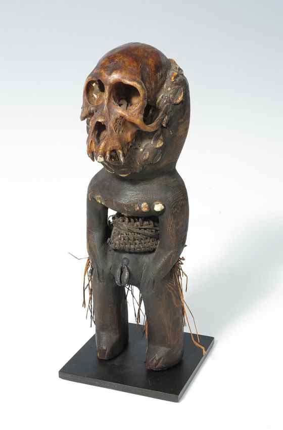 Appraisal: CARVED AFRICAN MONKEY SKULL FETISH FROM CAMEROON Used by the