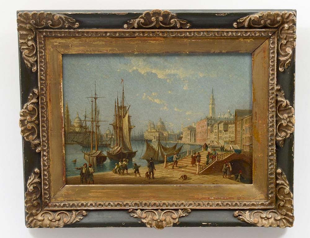 Appraisal: ITALIAN SCHOOL Late th Early th Century Venetian Harbor Indistinctly