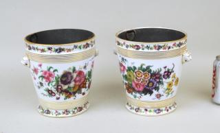 Appraisal: Pair French Vieux Paris Porcelain Cache Pots Pair of French