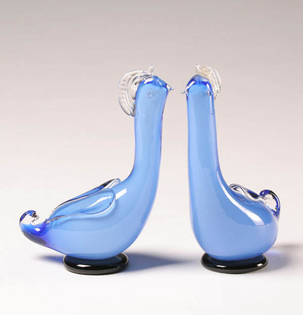 Appraisal: Venini e C Velato glass birds probably designed by Napoleone