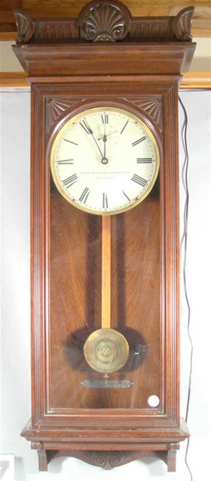 Appraisal: Self Winding Clock Co No walnut wall regulator volt about