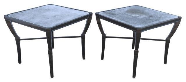 Appraisal: pair Cast aluminum outdoor side tables designed by Richard Frinier