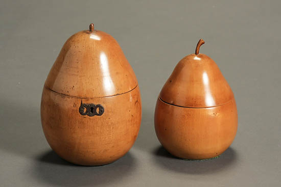 Appraisal: Two George III Fruitwood Pear-Form Tea Caddies Circa Of natural