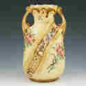 Appraisal: Empire Victorian floral ribbon vase with applied ribbon of pierced