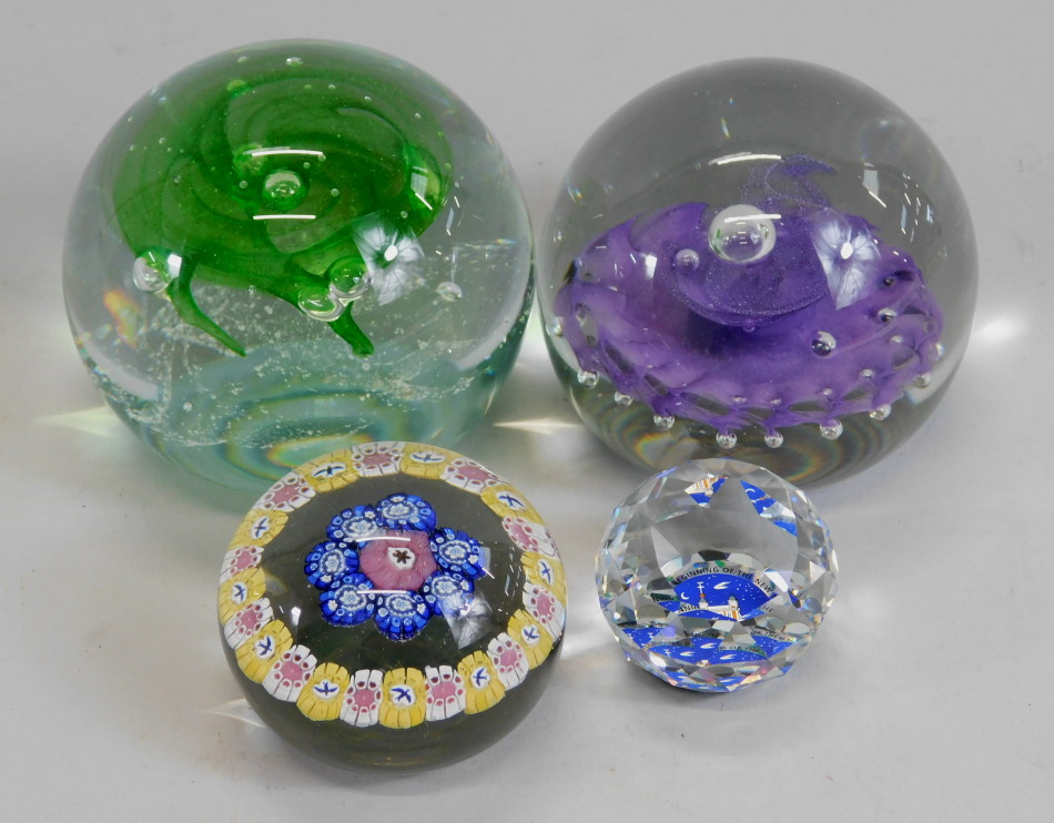 Appraisal: Four paperweights to include two Caithness Vortex number and another