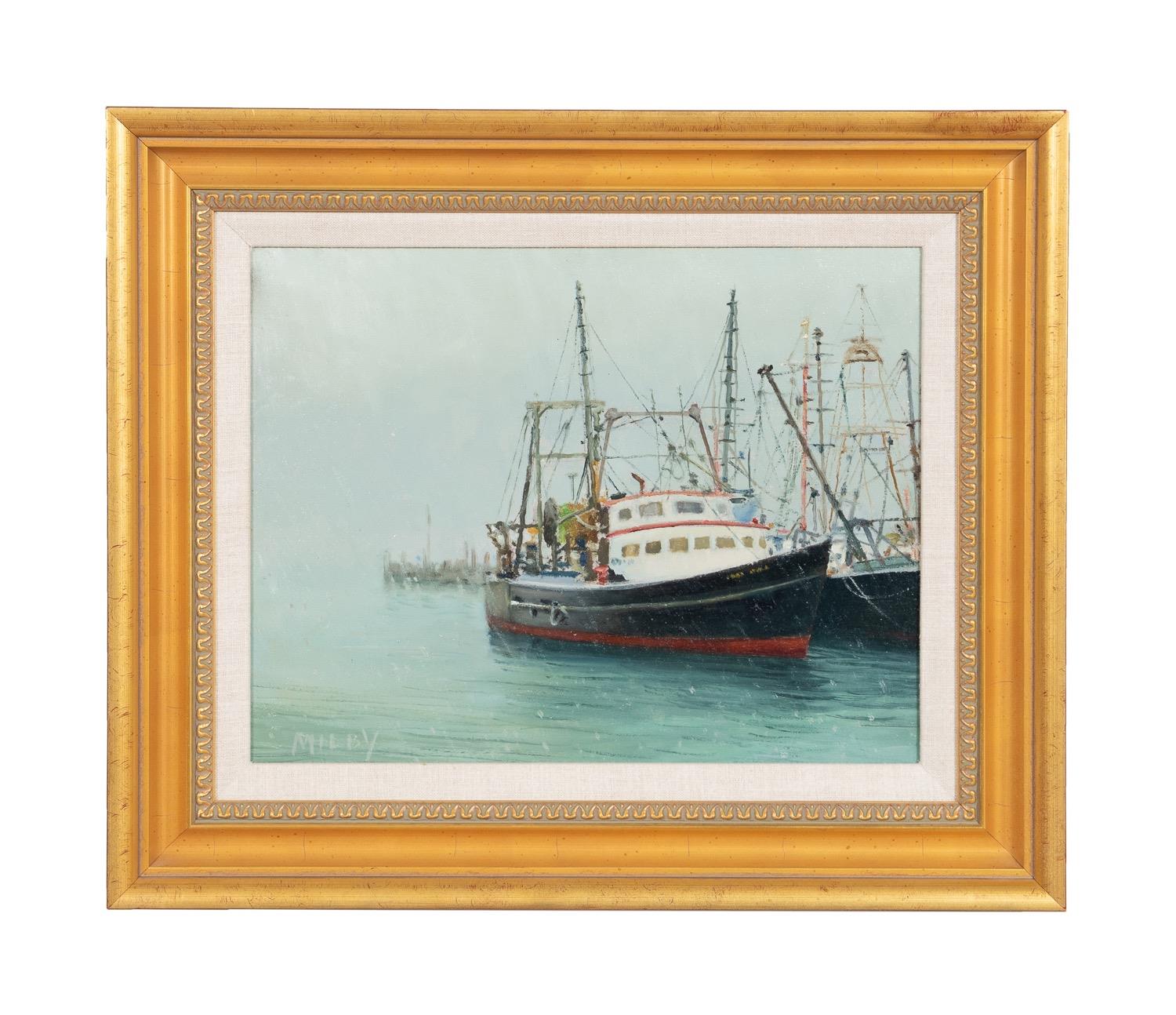 Appraisal: FRANK MILBY FISHING BOAT OIL ON CANVAS BOARD Frank Milby