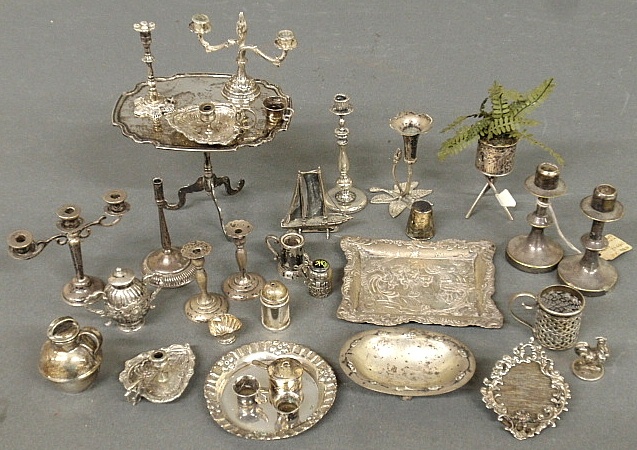 Appraisal: - Group of miniature silver and silverplate furniture and accessories