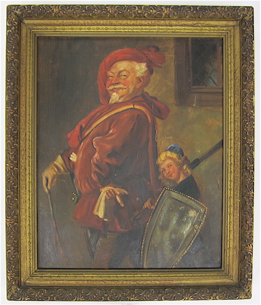 Appraisal: OIL ON CANVAS PORTRAIT OF A JOLLY MAN AND BOY