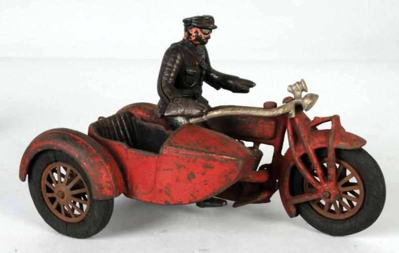 Appraisal: Cast Iron Hubley Motorcycle Sidecar Toy Description American Black rubber