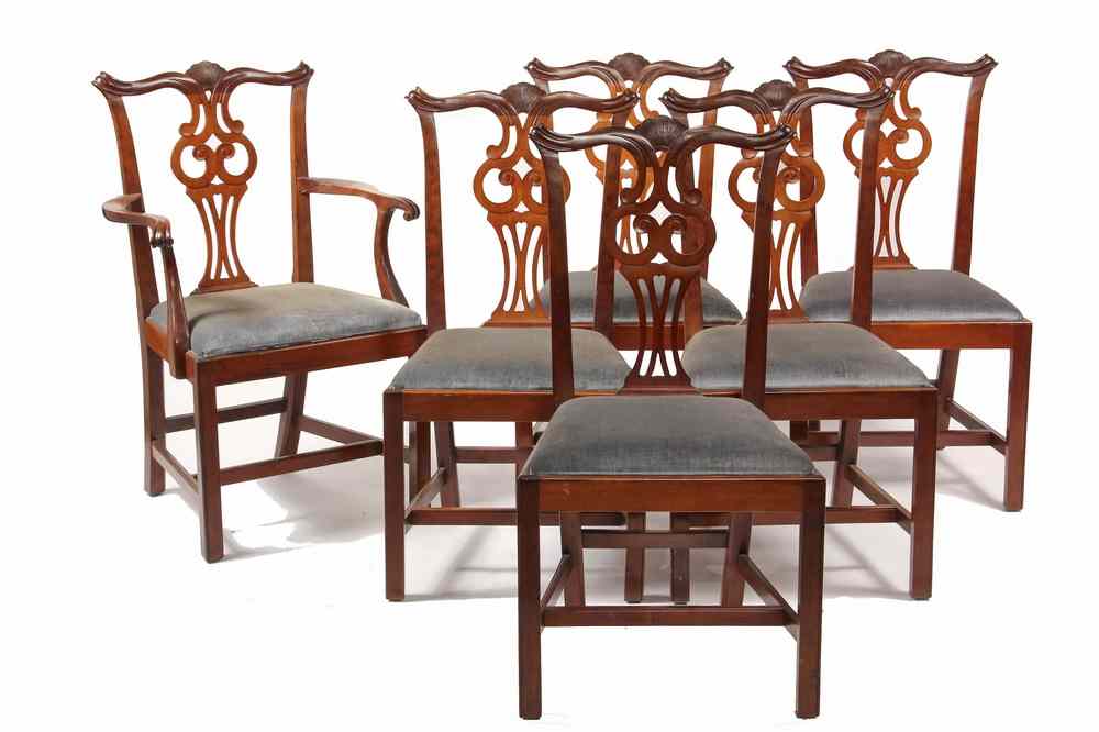 Appraisal: SET CHAIRS - Custom Chippendale Style Mahogany Dining Chairs one