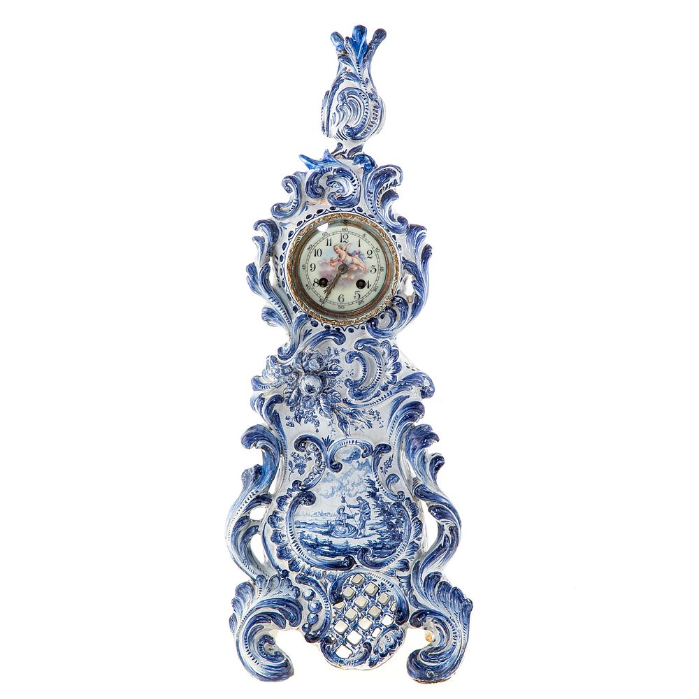 Appraisal: Dutch Blue White Delftware Clock Case Second half- th century