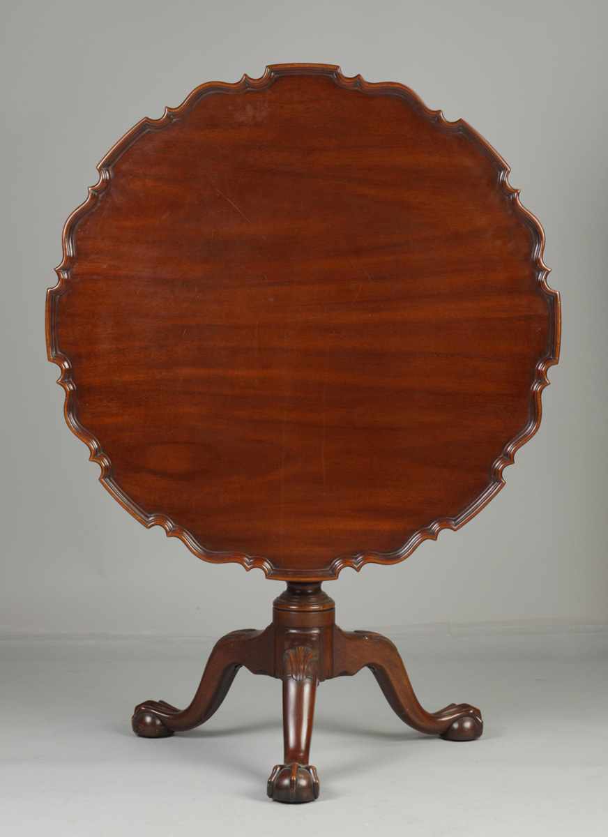 Appraisal: Kittenger Colonial Williamsburg Mahogany Chippendale Birdcage Tea Table Claw ball