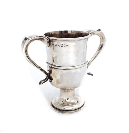 Appraisal: A George III silver twin handled cup on a circular