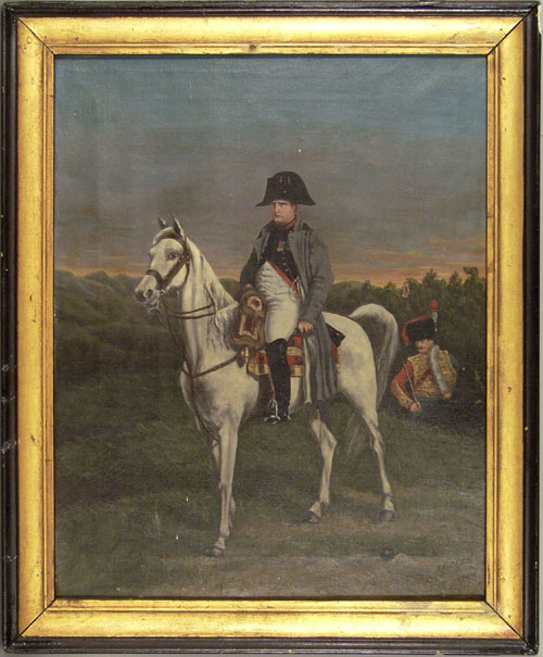 Appraisal: French oil on canvas portrait of Napoleon on horseback th