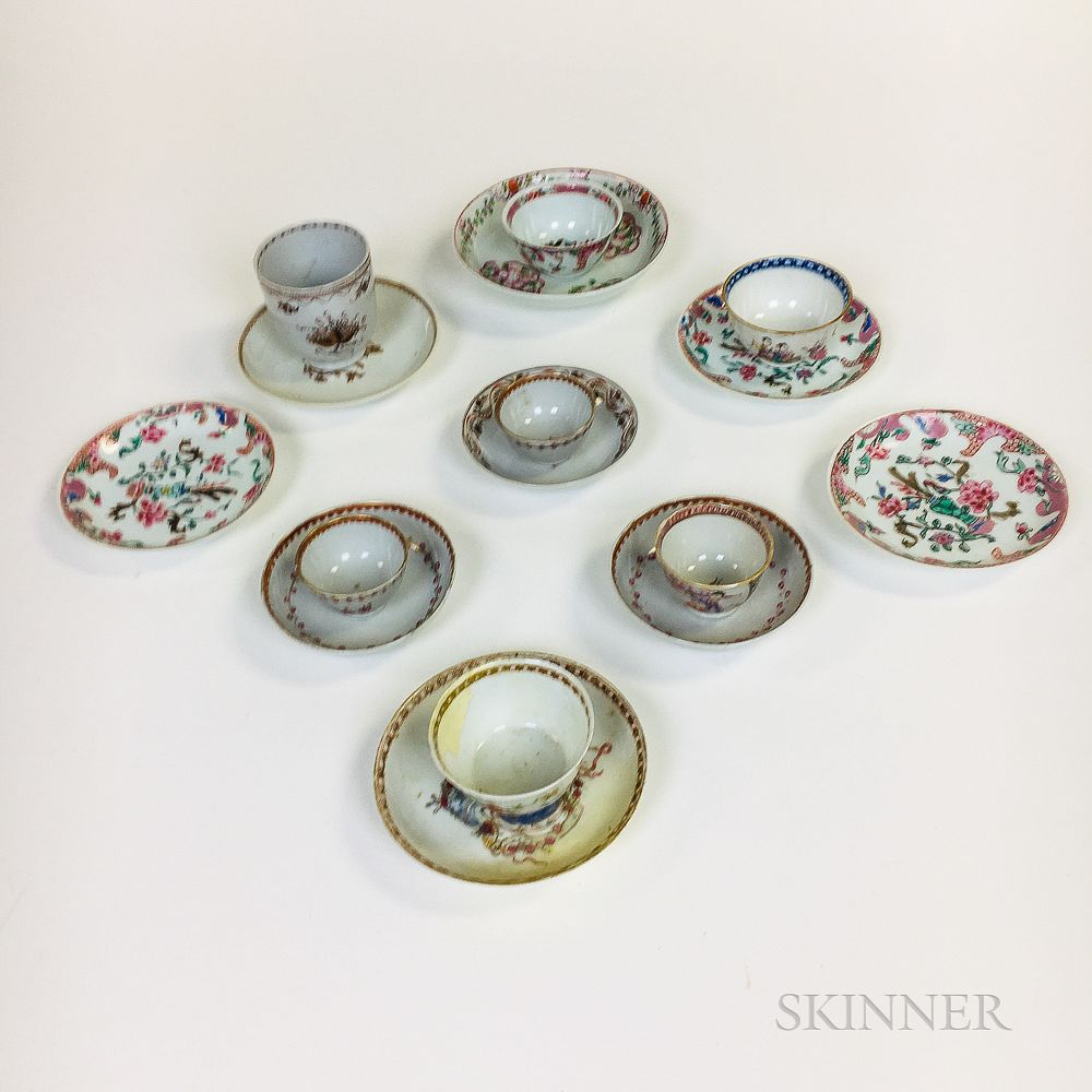 Appraisal: Sixteen Chinese Export Porcelain Teacups and Saucers Sixteen Chinese Export