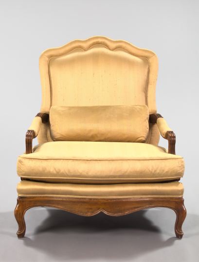 Appraisal: Louis XV-Style Fruitwood Fauteuil early th century the shaped and