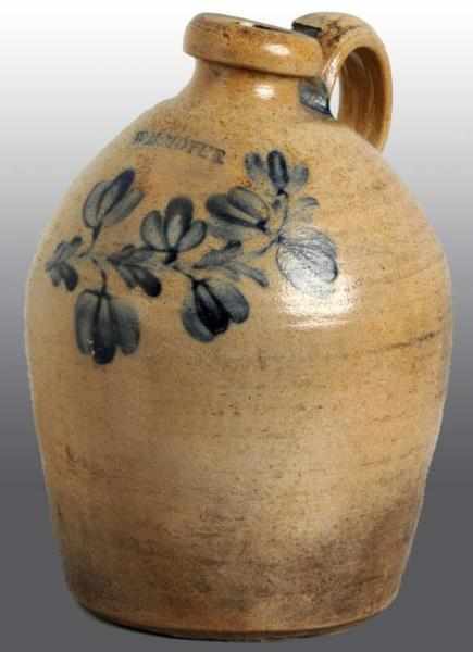 Appraisal: W M Moyer Stoneware Crock Description Freehand blue floral decoration