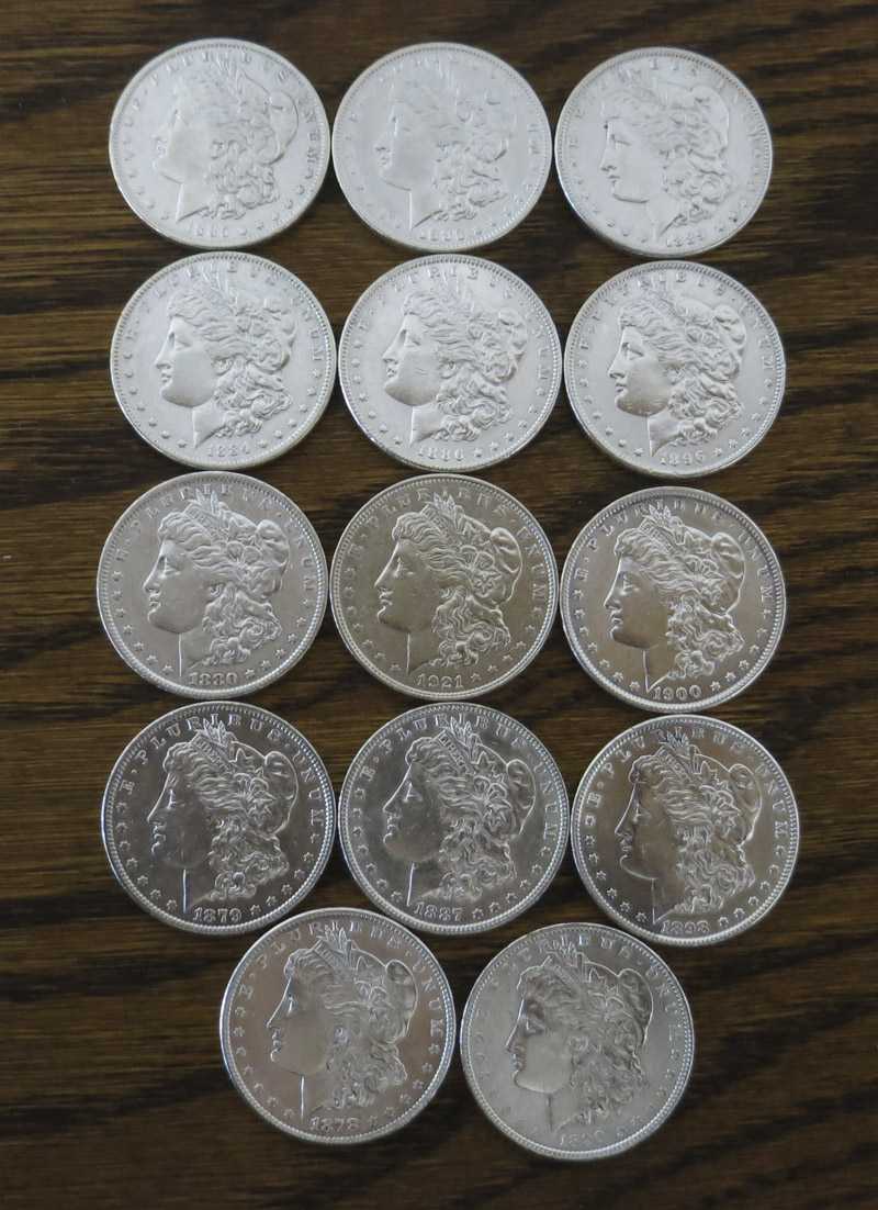 Appraisal: FOURTEEN U S SILVER MORGAN DOLLARS -S -P -P -O