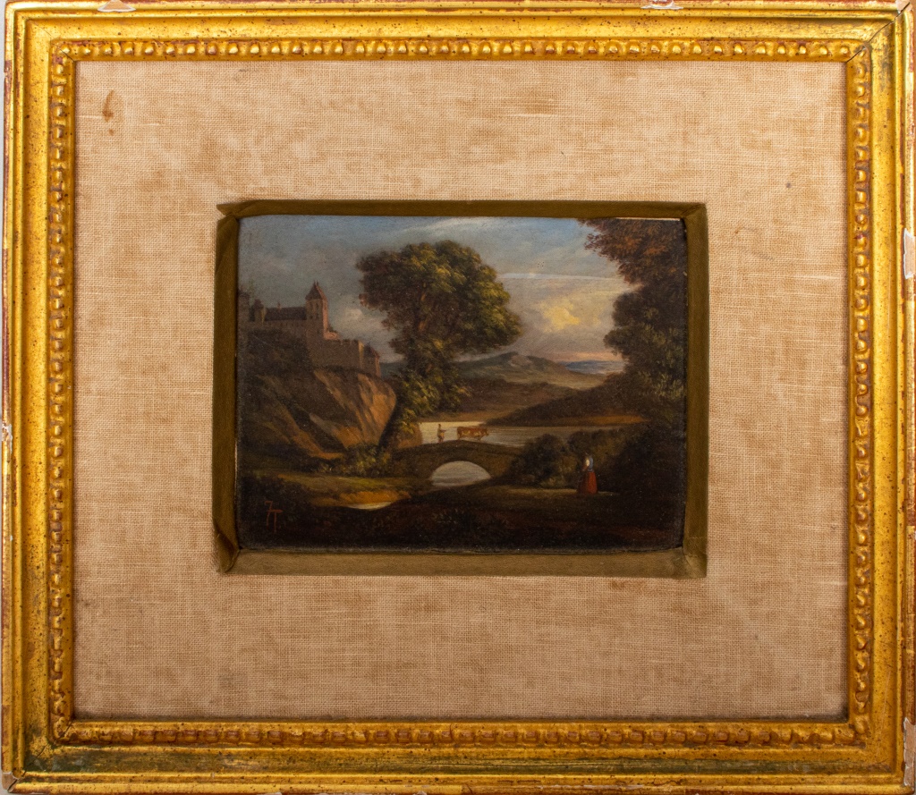 Appraisal: FRENCH LANDSCAPE WITH CASTLE OIL ON PANEL TH C French