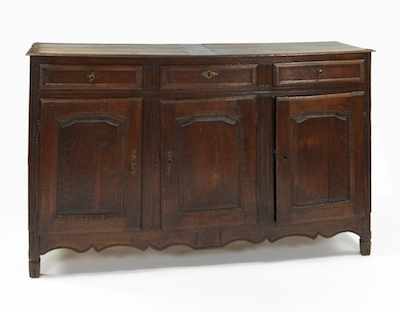 Appraisal: Antique French Provincial Sideboard Server Molded top three drawers above